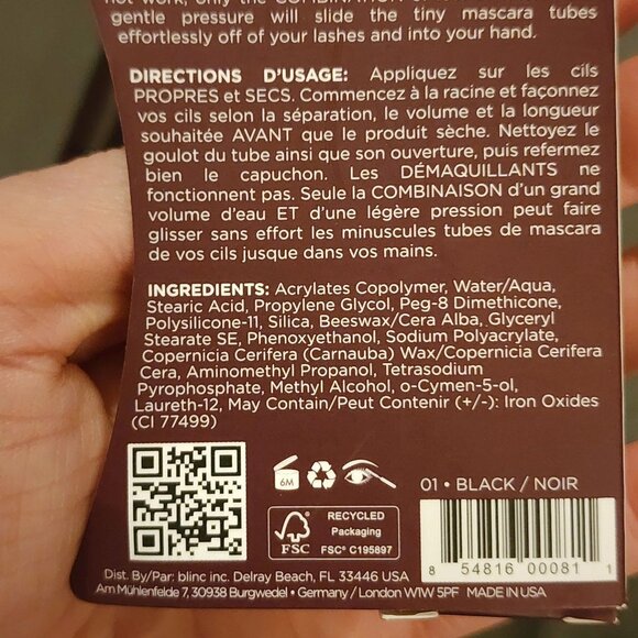 Blinc Amplified Tubing Mascara Makeup New Full Size 9ml 0.30 fl oz Black - Picture 3 of 4